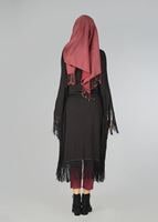 Vêtements hijab NOIR TUNIQUE À TAILLE-NOUÉE À FRANGES 4452 
