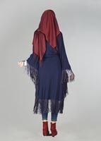 Vêtements hijab BLEU MARINE TUNIQUE À TAILLE-NOUÉE À FRANGES 4452 