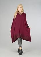 Tesettür giyim BORDO ETEK UCU DESENLİ YARASA KOL TUNİK 4483 