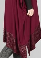 Tesettür giyim BORDO ETEK UCU DESENLİ YARASA KOL TUNİK 4483 