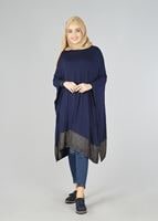 Tesettür giyim LACİVERT ETEK UCU DESENLİ YARASA KOL TUNİK 4483 