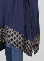Tesettür giyim LACİVERT ETEK UCU DESENLİ YARASA KOL TUNİK 4483 