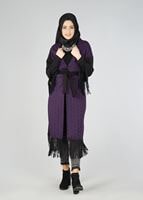 Tesettür giyim MOR PÜSKÜLLÜ KUŞAKLI TUNİK 4492 
