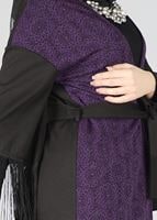 Tesettür giyim MOR PÜSKÜLLÜ KUŞAKLI TUNİK 4492 