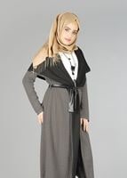 Tesettür giyim VİZON DERİ DETAYLI KUŞAKLI TUNİK 4522-1 