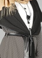 Tesettür giyim VİZON DERİ DETAYLI KUŞAKLI TUNİK 4522-1 