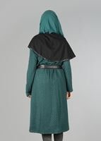 Tesettür giyim YEŞİL DERİ DETAYLI KUŞAKLI TUNİK 4522-1 