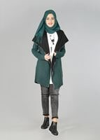 Tesettür giyim YEŞİL DERİ KUŞAKLI TUNİK 4523 