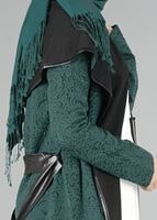 Tesettür giyim YEŞİL DERİ KUŞAKLI TUNİK 4523 