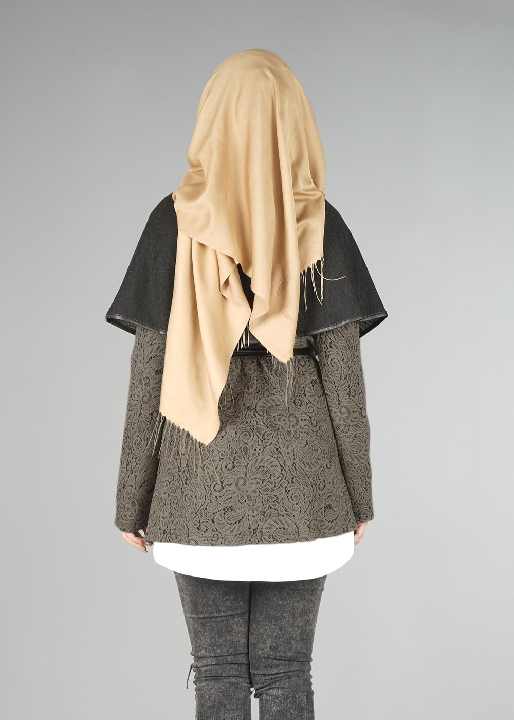 Tesettür giyim VİZON DERİ KUŞAKLI TUNİK 4523 