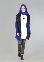 Tesettür giyim LACİVERT DERİ KUŞAKLI TUNİK 4523 