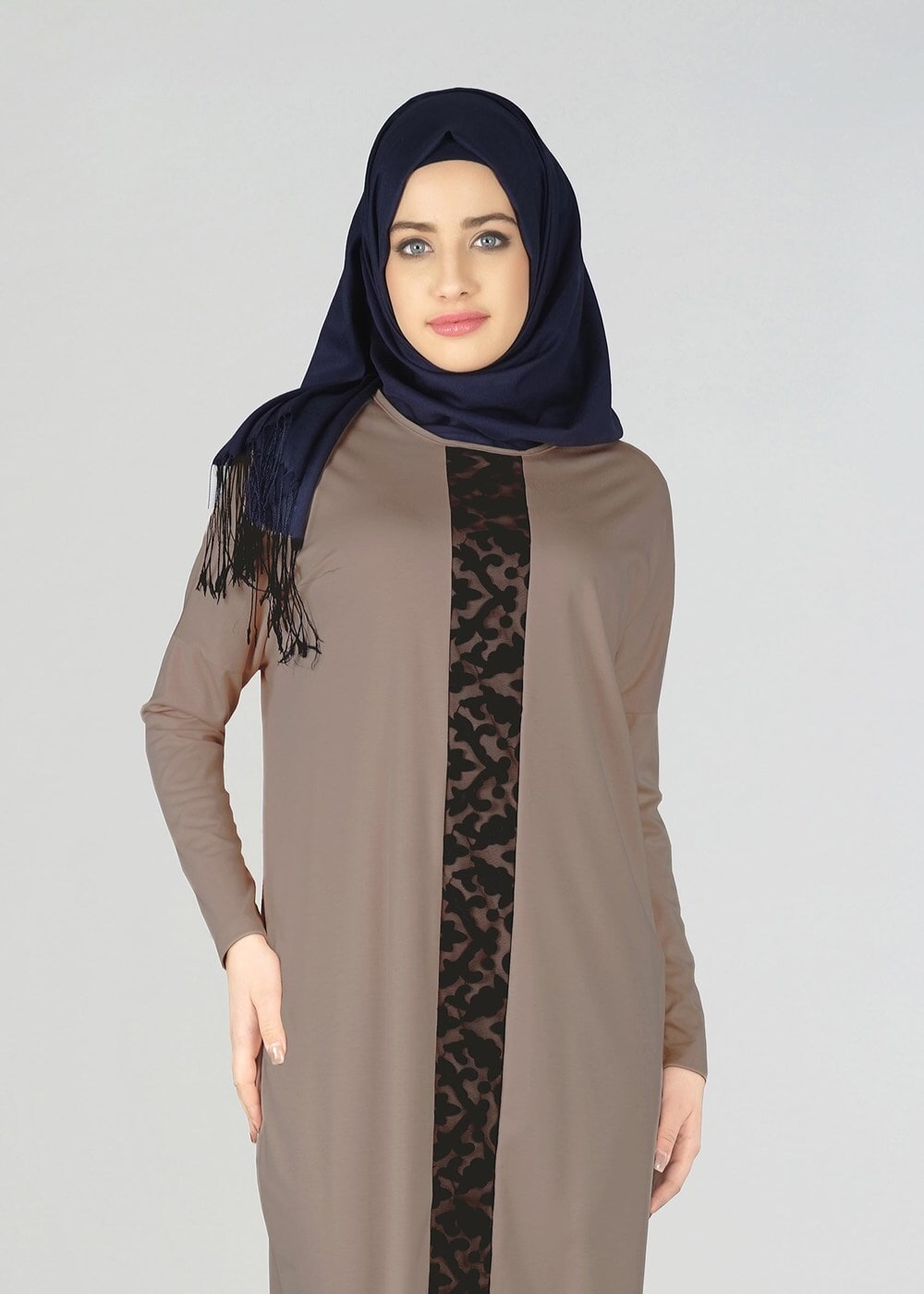 Tesettür giyim BEJ DESENLİ TUNİK 4529 