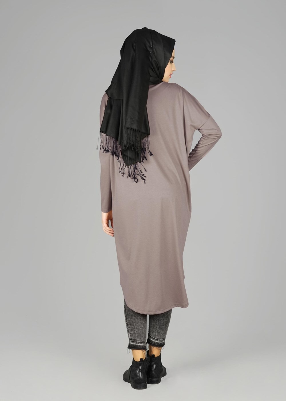 Tesettür giyim BEJ DESENLİ TUNİK 4529 