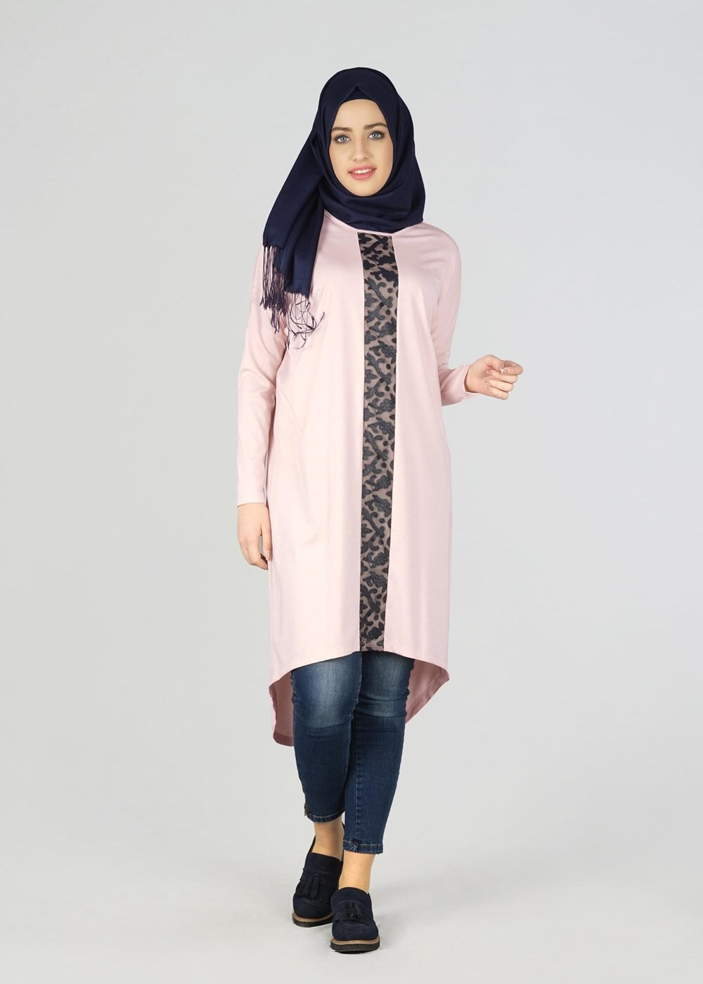 Tesettür giyim PUDRA DESENLİ TUNİK 4529 