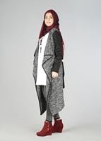 Tesettür giyim SİYAH ŞAL YAKA ASİMETRİK KESİM TUNİK 4542 