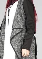 Tesettür giyim SİYAH ŞAL YAKA ASİMETRİK KESİM TUNİK 4542 