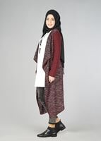 Tesettür giyim BORDO ŞAL YAKA ASİMETRİK KESİM TUNİK 4542 
