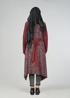 Tesettür giyim BORDO ŞAL YAKA ASİMETRİK KESİM TUNİK 4542 