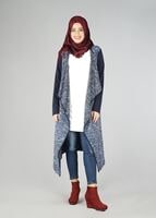 Tesettür giyim LACİVERT ŞAL YAKA ASİMETRİK KESİM TUNİK 4542 