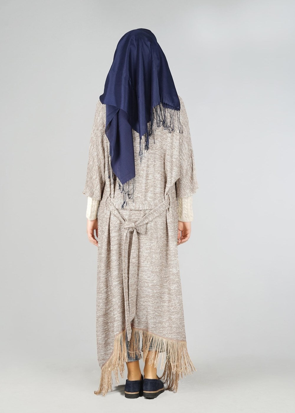 Tesettür giyim BEJ KUŞAKLI TUNİK 4543 