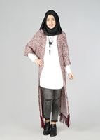 Tesettür giyim BORDO KUŞAKLI TUNİK 4543 