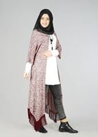 Tesettür giyim BORDO KUŞAKLI TUNİK 4543 