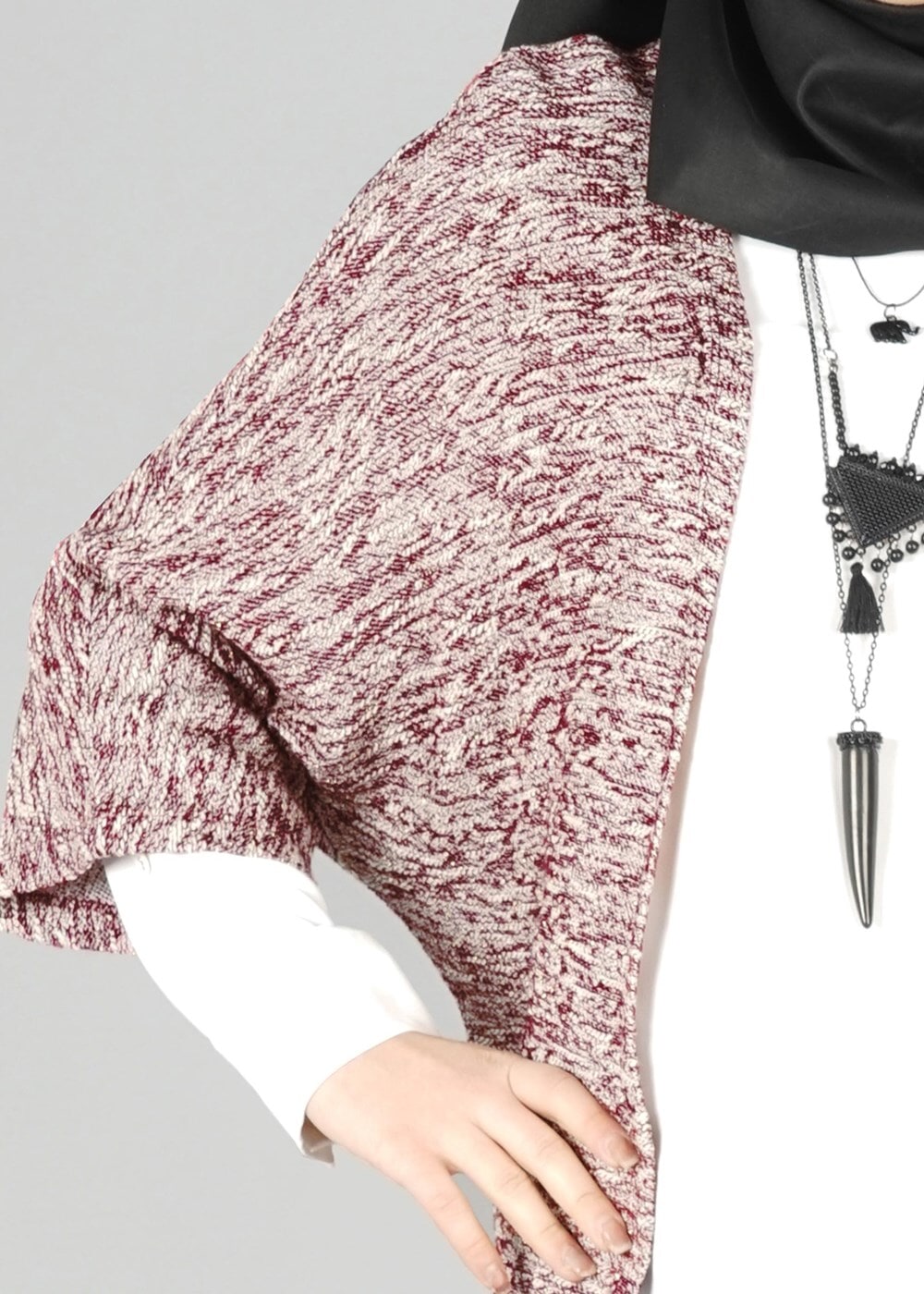 Tesettür giyim BORDO KUŞAKLI TUNİK 4543 