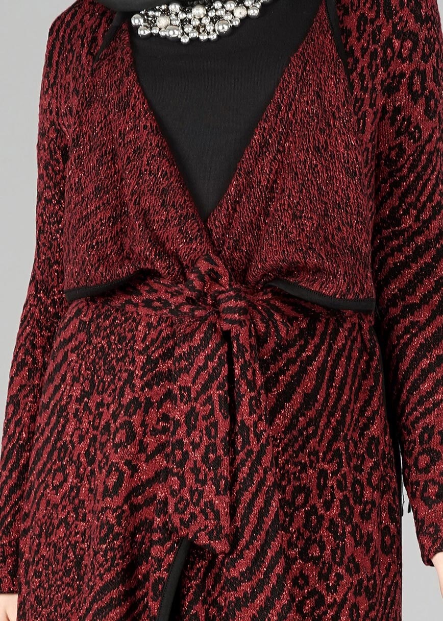 Tesettür giyim BORDO DESENLİ TUNİK 4554 