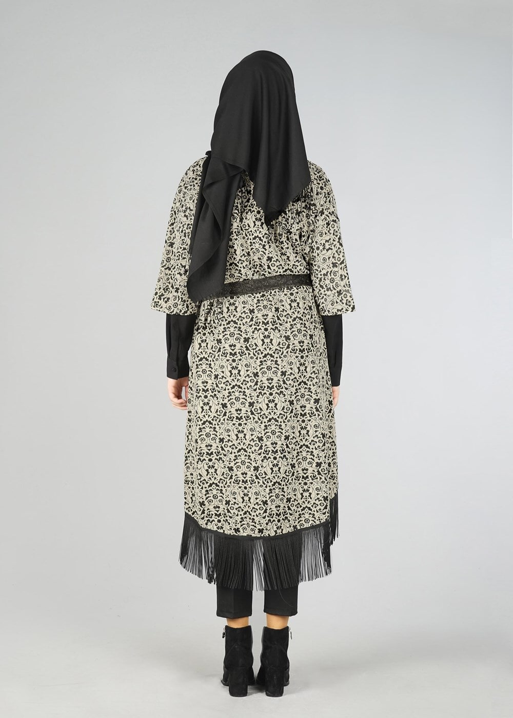 Hijab clothing BLACK BELTED TUNIC 4556 