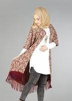 Hijab clothing CLARET RED BELTED TUNIC 4556 