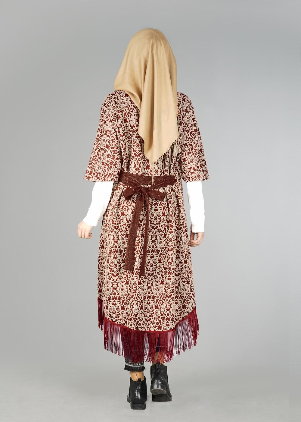 Hijab clothing CLARET RED BELTED TUNIC 4556 