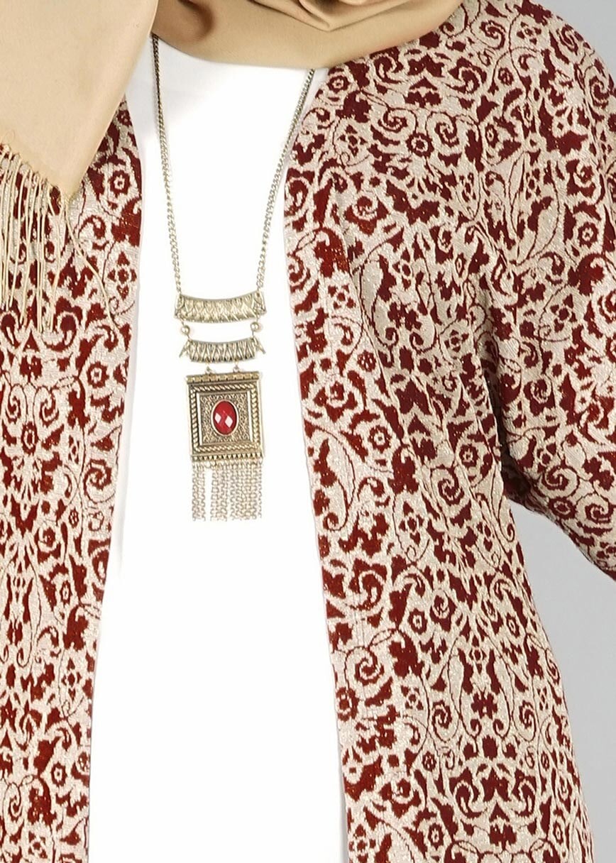 Hijab clothing CLARET RED BELTED TUNIC 4556 