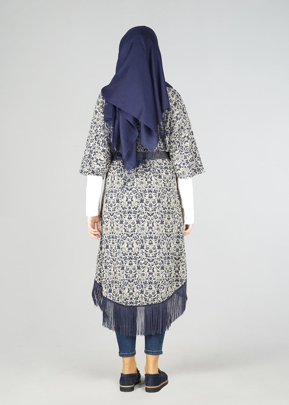 Vêtements hijab BLEU MARINE TUNIQUE AVEC CEINTURE 4556