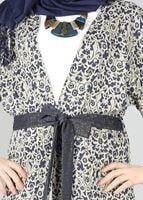 Vêtements hijab BLEU MARINE TUNIQUE AVEC CEINTURE 4556