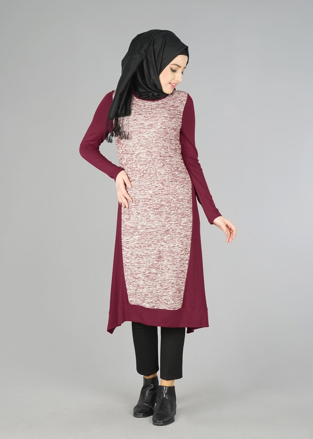 Tesettür giyim BORDO 4560 TUNİK
