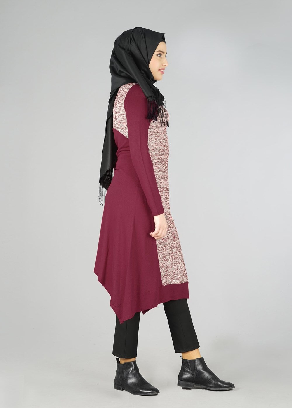 Tesettür giyim BORDO 4560 TUNİK