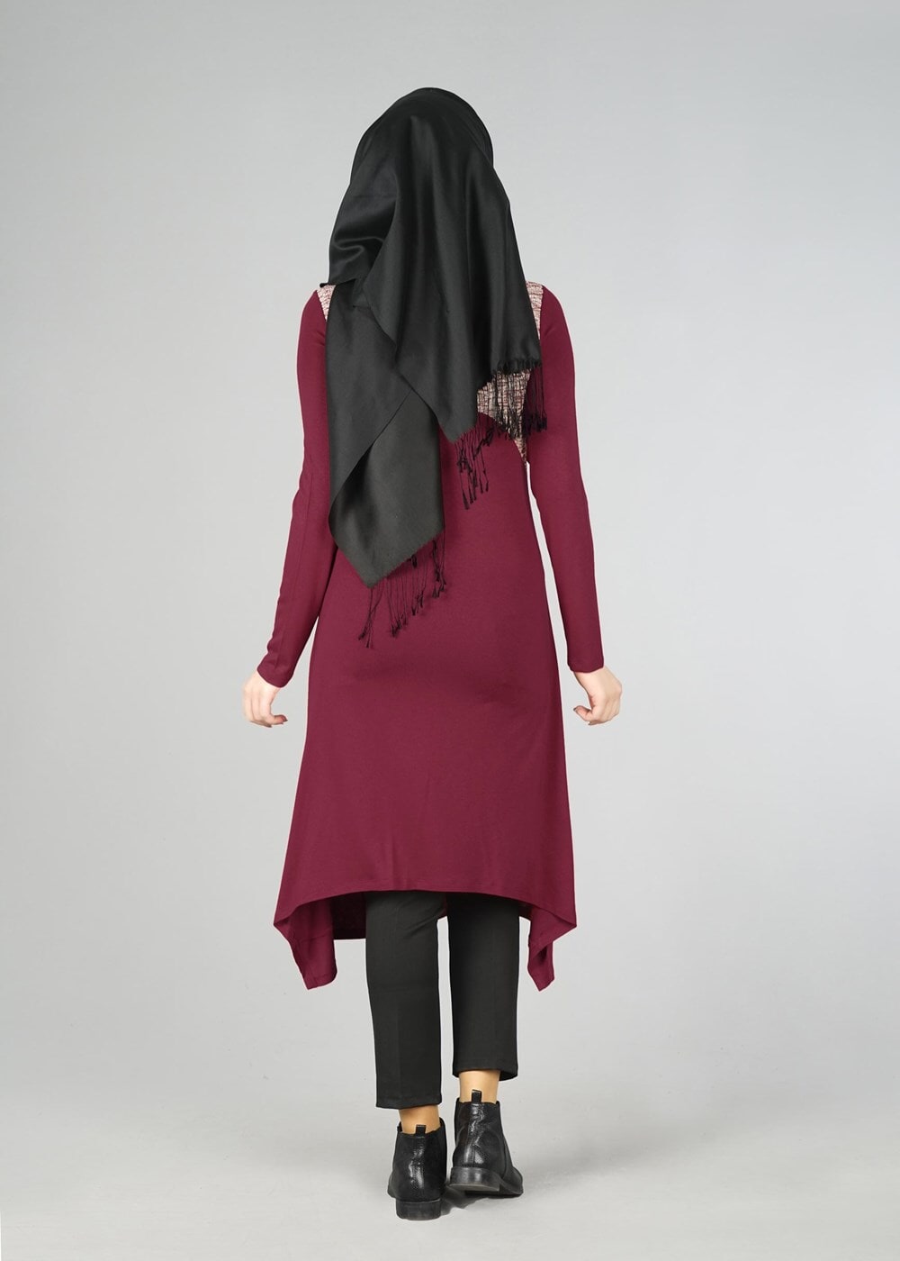 Tesettür giyim BORDO 4560 TUNİK