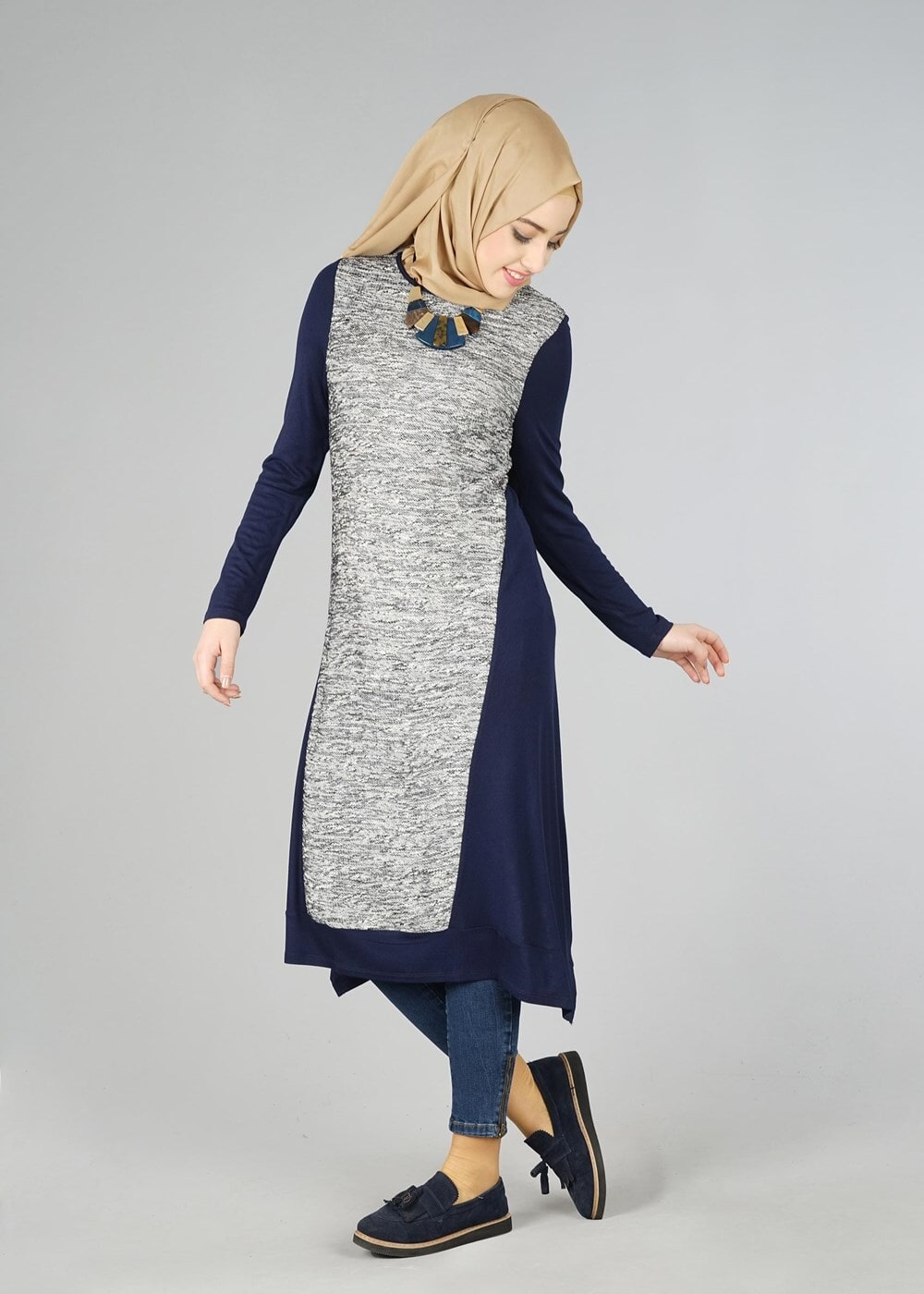 Tesettür giyim LACİVERT 4560 TUNİK