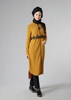 Tesettür giyim TURUNCU DANTEL DETAYLI FERMUARLI TUNİK 4790 