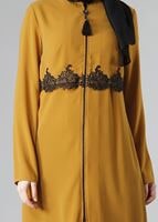 Tesettür giyim TURUNCU DANTEL DETAYLI FERMUARLI TUNİK 4790 