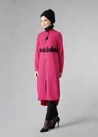 Tesettür giyim FUŞYA DANTEL DETAYLI FERMUARLI TUNİK 4790 