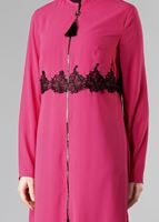 Tesettür giyim FUŞYA DANTEL DETAYLI FERMUARLI TUNİK 4790 