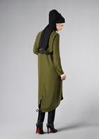 Tesettür giyim HAKİ DANTEL DETAYLI FERMUARLI TUNİK 4790 