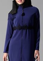 Tesettür giyim LACİVERT DANTEL DETAYLI FERMUARLI TUNİK 4790 