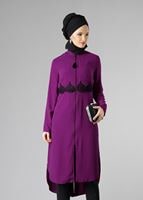 Tesettür giyim MOR DANTEL DETAYLI FERMUARLI TUNİK 4790 