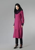 Tesettür giyim FUŞYA FERMUARLI GÜPÜRLÜ TUNİK 4791 