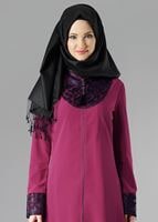 Tesettür giyim FUŞYA FERMUARLI GÜPÜRLÜ TUNİK 4791 