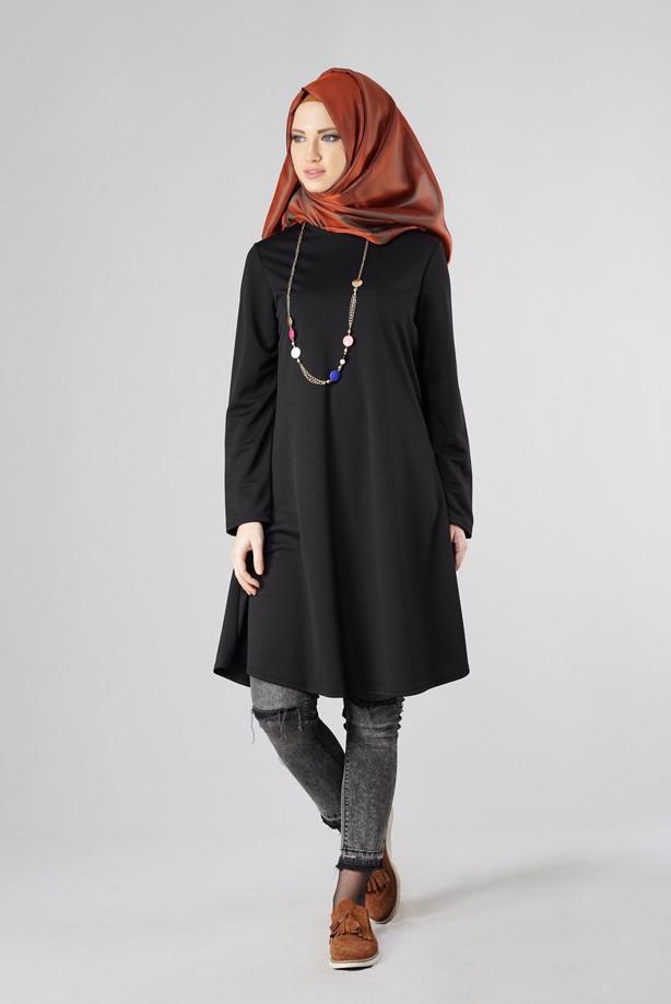 Tesettür giyim  BASIC BİSİKLET YAKA TUNİK 4810-2  - TRENDTESETTÜR