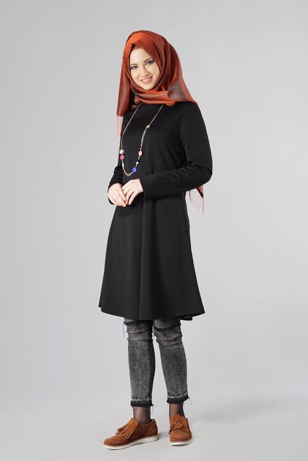 Tesettür giyim  BASIC BİSİKLET YAKA TUNİK 4810-2  - TRENDTESETTÜR