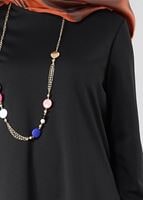 Tesettür giyim SİYAH BASIC BİSİKLET YAKA TUNİK 4810-2 